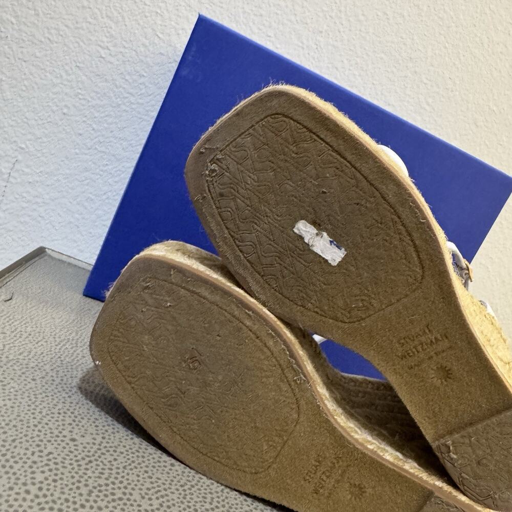 Stuart Weitzman Women's White Nudist Wedge Espadrille Sandal Shoes Size 6.5 - Picture 15 of 16